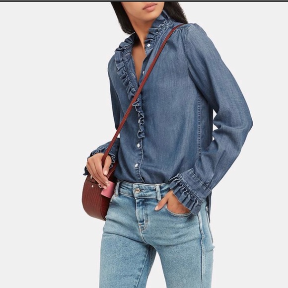 Frame Ruffle Detail Denim Shirt | Poshmark